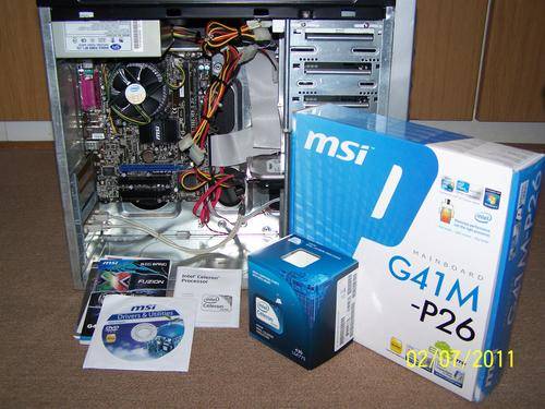 Celeron 430 Msi G41m-P26 Mainboard 2Gig Ddr 3 1333Mhz Mem 80Gig Maxtor Hdd Samsung Dvd Writer